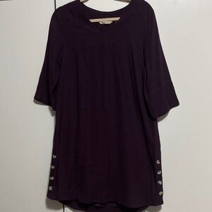 Soft Surroundings Deep Purple Tunic with Button Details